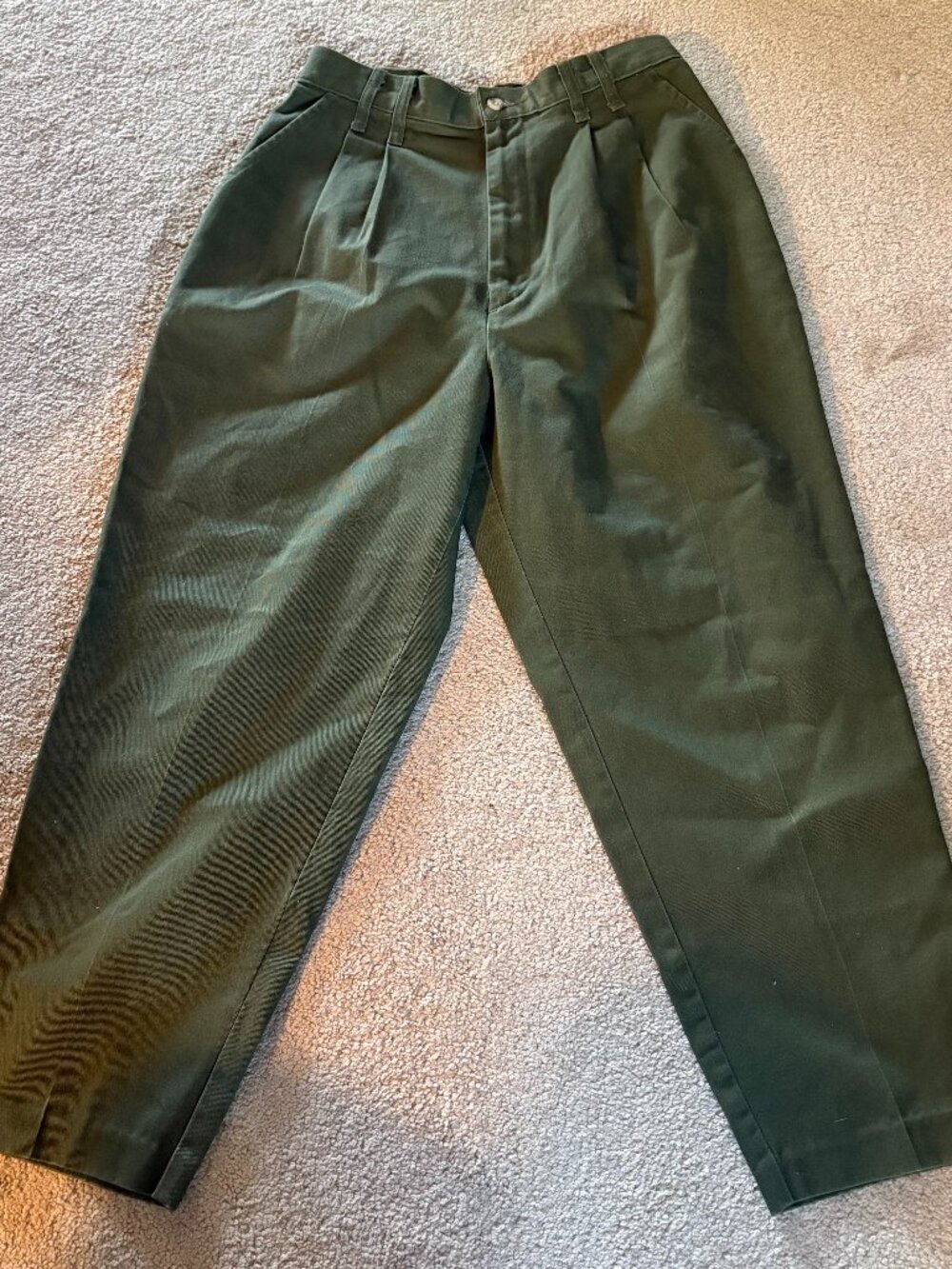 Vintage Chic 90s normcore geek academia olive cotton women's trousers size 12